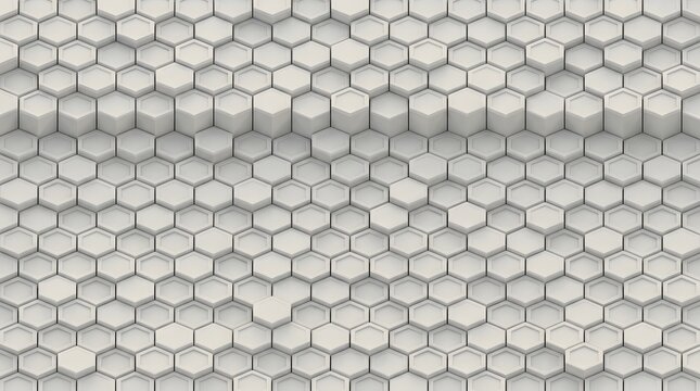White hexagonal patterned wall 3d rendered geometric background