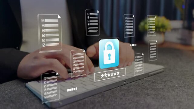 Documents confidentiality concept. Document security and privacy icons, confidential information protection, secure file management and data 