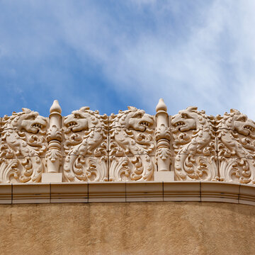 Ornate Facade Detail Against Blue Sky