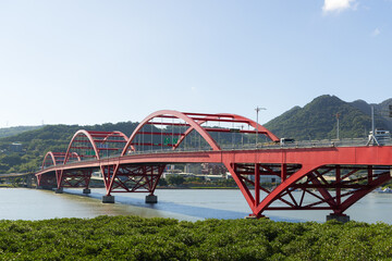 Fototapeta premium Guandu bridge in Taipei Taiwan