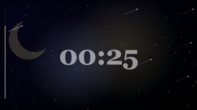 30 Second Countdown Timer Animation from 30 to 0 Seconds with Numbers for Videos, Presentations, Events, and Stock Footage, Abstract digital timer countdown. Glowing neon clock numbers in dark space.