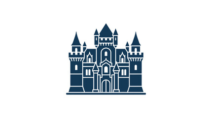 Blue castle with towers and turrets. © Amjad