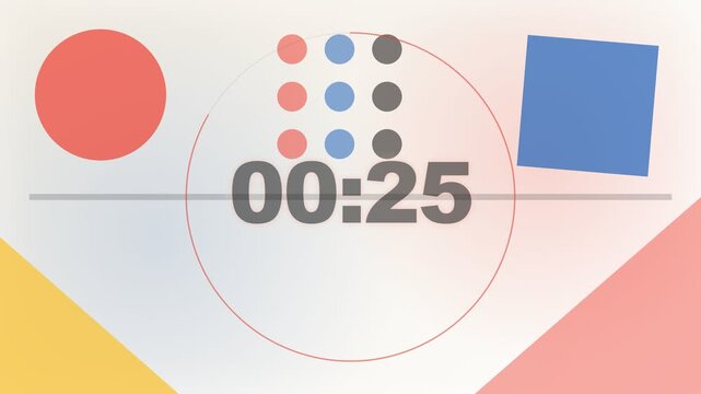 30 Second Countdown Timer Animation from 30 to 0 Seconds with Numbers for Videos, Presentations, Events, and Stock Footage, Colorful geometric shapes on timer. Abstract 3d motion graphics countdown
