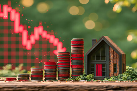 金利政策の影響による住宅価格の下落と資金を失うリスクのコンセプト