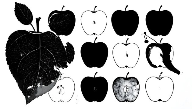 Black and white vector illustration of animal heads.
