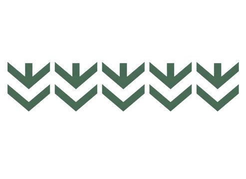 Green chevron arrows pointing down