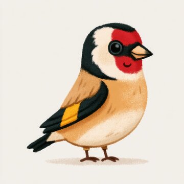 Cute European goldfinch doodle illustration for children