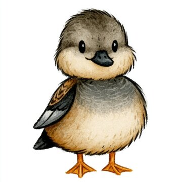 Cute gadwall duck doodle illustration for children