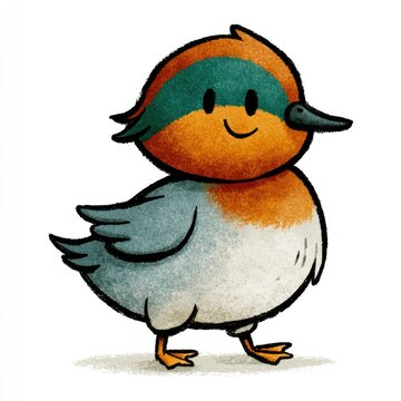 Cute Eurasian teal doodle illustration for children