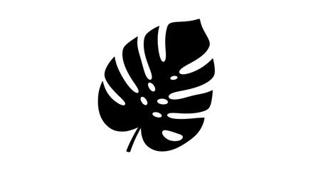 Monstera leaf silhouette vector, black tropical foliage icon on white background, minimalist exotic plant leaf illustration for logo design © MST. ASIA KHATUN