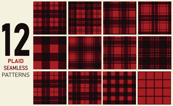 buffalo plaid seamless pattern red and black collections for print-on-demand products and seasonal design project