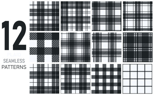 buffalo plaid seamless pattern black and white collections for print-on-demand products and seasonal design project
