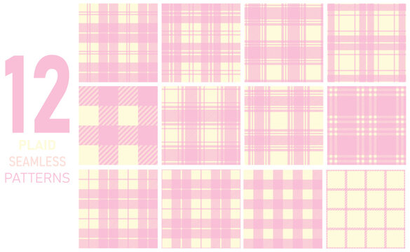 buffalo plaid seamless pattern pink and cream collections for print-on-demand products and seasonal design project