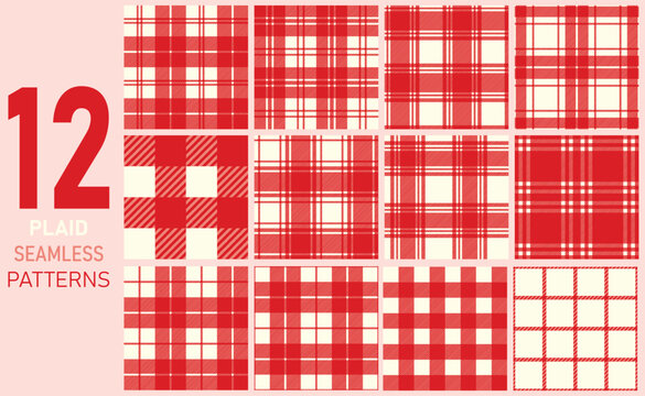 buffalo plaid seamless pattern red and cream collections for print-on-demand products and seasonal design project