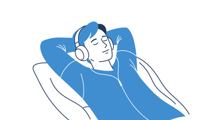 Young woman wearing headphones sleeping.