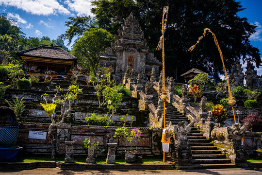 The grand stone staircase and ancient entrance of Pura Kehen temple, Bangli, Bali, Indonesia