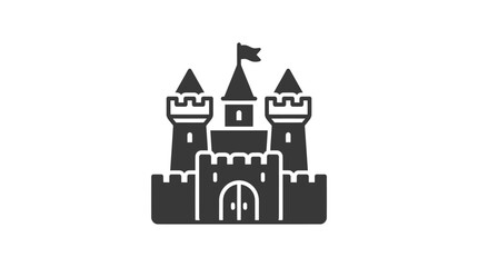 Black and white castle icon tower. © lasmini