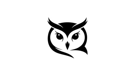 Fototapeta premium A minimalist black and white illustration of an owl's face with large eyes