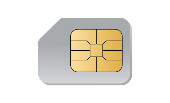 Sim card with gold contacts a flat vector illustration on a white background simcard