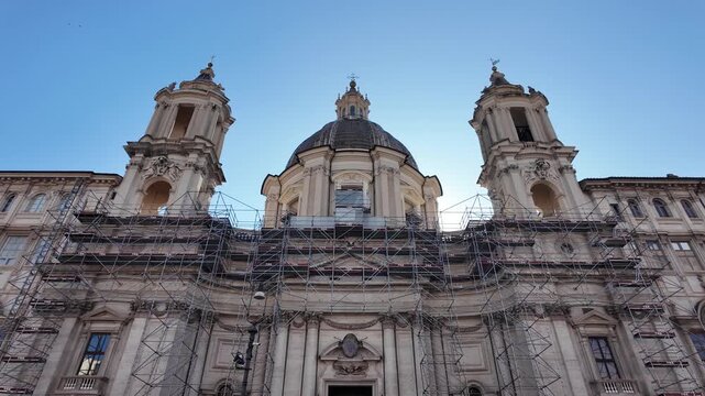 Facade of Sant'Agnese in Agone church on Piazza Navona in Rome