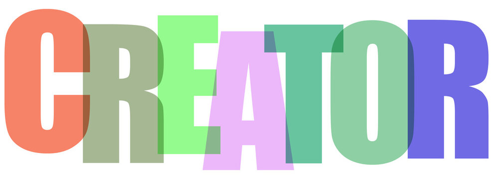 Multicolored text spelling out creator in bold letters transparent background