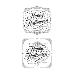 Elegant Happy Halloween greetings cards with black and white calligraphy designs © TanjinaAkter