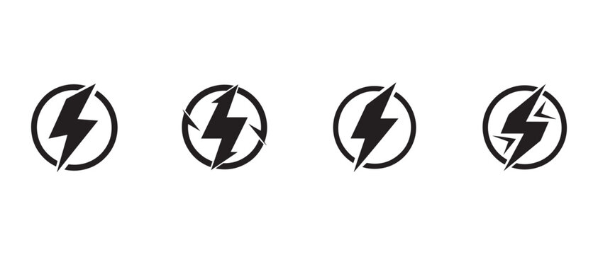 lightning bolt icons in circle shapes on white background