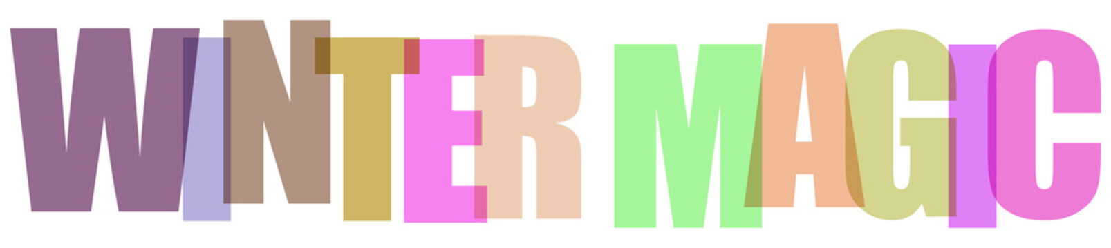 Winter magic colorful text graphic design element transparent background