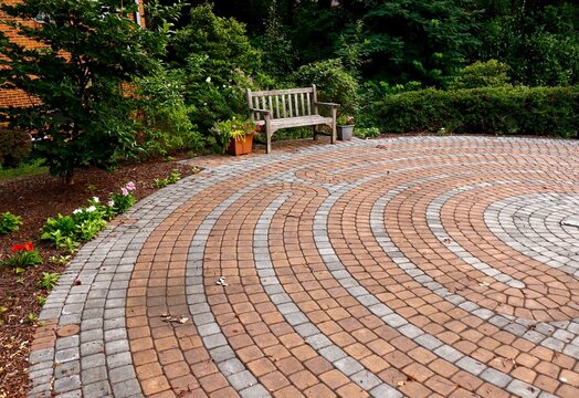 Brick pavers form a maze
