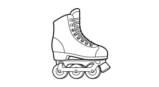 Inline skate with four wheels.
