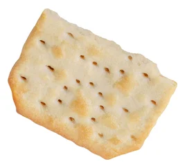 Crispy Crackers isolated on white background.  Flying  dry crackcers. Viewed from above. © nataliazakharova