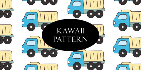 Naklejka premium Kawaii transport pattern featuring airplanes, buses and cars