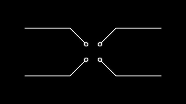 Network Connection Hub and Social Network Molecule Icon with Glowing Data Cables Transferring Information on Transparent Background