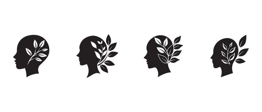 human heads with leaves growing out of them  symbolizing growth and nature connection