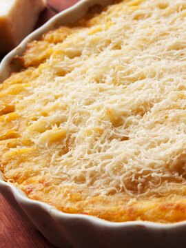 Traditional Shepherd's pie or cottage pie in French cuisine called hachis Parmentier, savoury dish