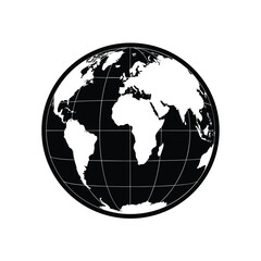 World Globe Silhouette On White Background Black And White Illustration © shamima