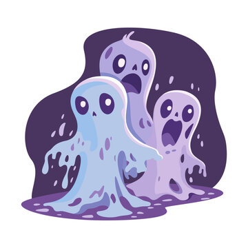 illustration of cartoon ghosts for Halloween, illustration for the design of festive themed goods