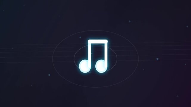 Glowing Musical Note Symbol Representing Harmony and Digital Sound Waves in a Modern Abstract Dark Background Aesthetic
