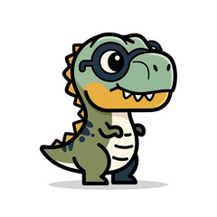 Fototapeta premium Cute cartoon dinosaur with glasses.