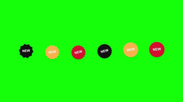 A collection of six new badges on a green background