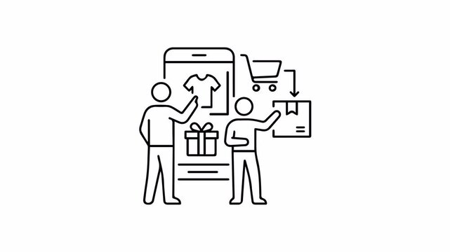 Animation of a Online Shopping Concept Outline Icon