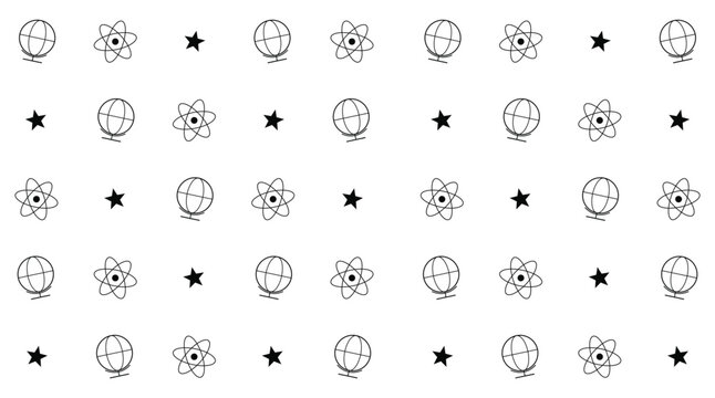 Seamless geometric circle and star pattern, repeating minimalist circular ornament vector background for textile wallpaper design, decorative abstract snowflake or festive symbol surface pattern for f