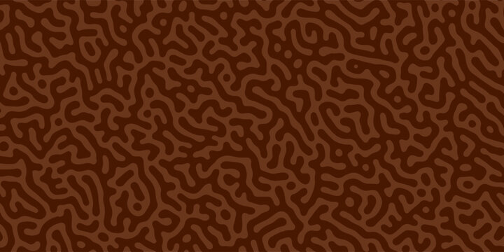 Abstract brown psychedelic waves print background. 1970s trippy seamless pattern. Marble acrylic swirl pattern. Coffee or chocolate liquid texture.