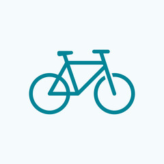 Fototapeta premium Teal bicycle icon on white background.
