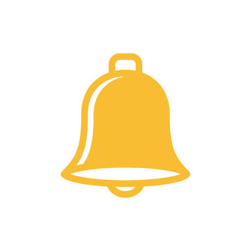 Yellow Metal Bell Icon Object.