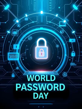 Digital Padlock and Cybersecurity Protection Concept for World Password Day