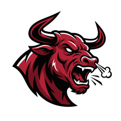 Obraz premium Angry red bull head with horns.