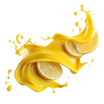lemon juice splash ribbon fluid isolated on white background jpg