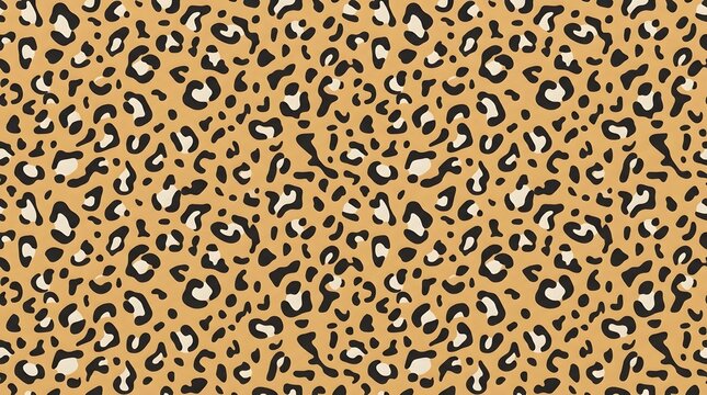 Close-up of leopard print pattern with beige background and black spots suitable for fashion and animal themes