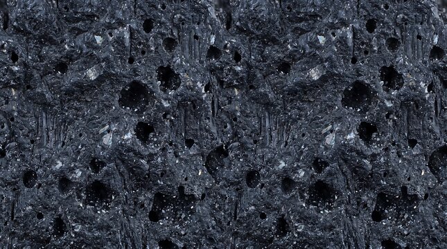 Dark porous volcanic basalt rock texture showing natural mineral deposits and sharp jagged stone surface details